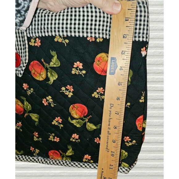 April Cornell For Silvestri Quilted Black Fruit Print Shoulder Bag Tote 16 x 12 - Picture 9 of 10